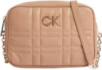 Calvin Klein Umhängetasche taupe Steppnähte Re-Lock Quilt Camera Bag Safari Canvas