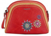 bunt bestickte Schultertasche Desigual Ada Deia rot Pailletten