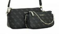 Crossbody Guess Arie mini Coal Schwarz Grau Print Clutch