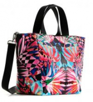 Desigual Virtual Pink Lila Henkeltasche farbenfroher Print Valdivia