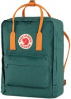 Artic Green Fjällräven Kanken Freizeitrucksack mit orangen Trägern