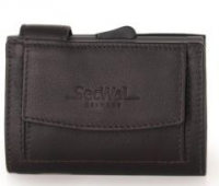 SecWal Gedbörse Metallhülle für Karten RFID Schutz Dunkelbraun