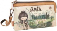 Geldtasche mit Kartenfächern Anekke The Forest beige braun Stickerei Lumberjack Elch