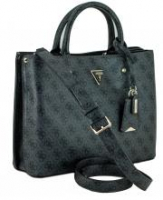 Guess Henkeltasche Girlfriend Satchel Coal Logo grau Meridian