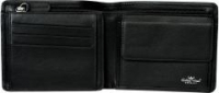Trifold Leather Wallet Men Golden Head Polo RFID Protect Black