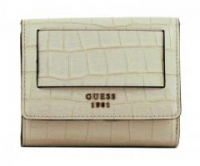 Guess Moritz Stone Damengeldbeutel Kroko grau beige Überschlag