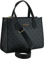 Square Bag Guess Silvana Coal Logo schwarz grau 4G Alloverprint