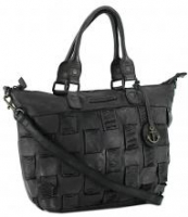 Henkeltasche Philine Harbour2nd New Lines Ash Schwarz Flechtdesign