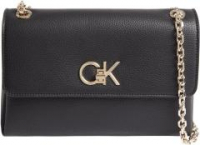 Überschlagtasche Calvin Klein Re-Lock Metallkette schwarz Drehverschluss