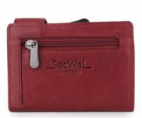 Kartenbörse SecWal Vintage Münzfach Reißverschluss rot