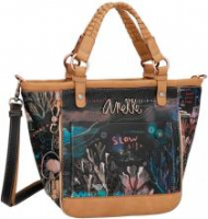 Kurzgrifftasche Anekke Coral Mediterranean Metallcharme Alloverprint Unterwasserwelt Glitzer