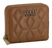 gesteppte Geldbörse kompakt Guess Elenia Cognac braun Ziparound