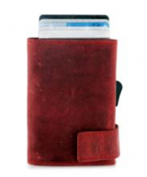 SecWal Ledergelbörse mit Metallkartenetui RFID Ausleseschutz rot