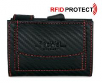 SecWal Cardprotector Carbon schwarz mit roter Naht RFID Schutz