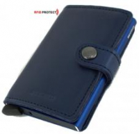 Secrid Miniwallet Lederetui mit Metallkartenhülle Original Blau