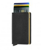 Secrid Crisple Black Slimwallet Saffiano Leder Aluminium Kartenetui schwarz gold RFID Schutz