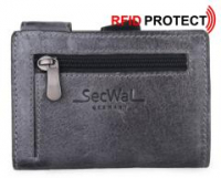 Kreditkartenbörse SecWal Vintage grau RFID-Schutz Münzfach