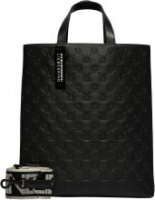 Ledertasche mit Allover Logo-Icon Prägung schwarz Liebeskind Paper Bag Tote Medium
