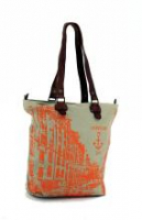 Schultertasche beige orangerot Lava Harbour2nd Annen Canvas Printdesign