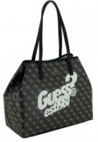 Shopping Bag mit Innentasche Guess Vikky Alloverprint Brown Logo dunkelbraun