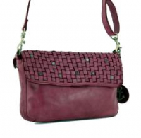 Überschlagtasche Loa Harbour2nd Leder Nieten Fuchsia