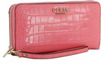 Guess Laurel Coral Krokogeldbörse pink Glanzfinish Prägung