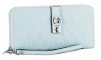 Ziparound Brieftasche hellblau Steppnähte Ice Blue Regilla Guess