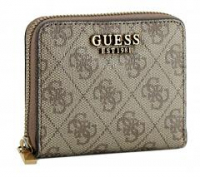 kompakte Geldtasche Guess Ginevra Logo Latte braun Ziparound