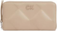 Zipbörse Calvin Klein Re-Lock Rautenprägung Silver Mink beige