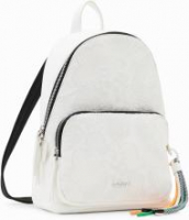 weißer Cityrucksack Desigual Mombasa Mini Alpha Crudo Stickerei Kordelanhänger