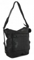 Cayenne schwarz Vintage Leder Beuteltasche Rucksack Harbour2nd